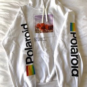White oversized Polaroid hoodie